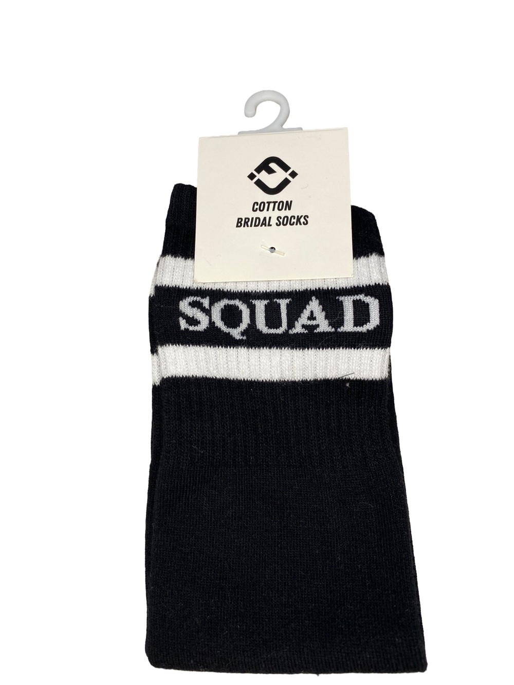 Black Cotton "Squad" Bridal Socks Crew Athletic Style